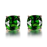 Pendientes de Perno de Aleación de Zinc, con turmalina, Joyería, verde, 8X8MM, Vendido por Par