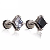 Titanium Steel Stud Earring, with Cubic Zirconia, plated, fashion jewelry & for man 