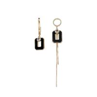 Pendientes asimétricos, aleación de zinc, con Nácar, chapado en color dorado, para mujer & con diamantes de imitación, Negro, 8.7cm,4.5cm,1.3cm, Vendido por Par