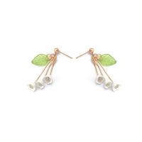 Moda flecos pendientes, aleación de zinc, Joyería & diferentes estilos para la opción & para mujer, verde, Vendido por Par