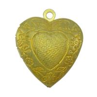 Brass Locket Pendant, Heart, plated, with flower pattern Approx 2mm, Inner Approx [