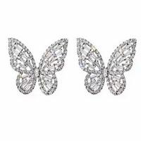 Cubic Zirconia Micro Pave Brass Earring, Butterfly, fashion jewelry & for woman & with cubic zirconia 