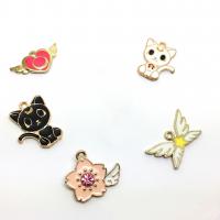 Zinc Alloy Enamel Pendants, gold color plated, DIY 