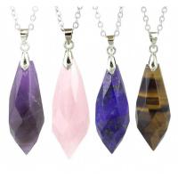 Gemstone Pendantifs en laiton, pierre gemme, Losange, différents matériaux pour le choix & unisexe & facettes, plus de couleurs à choisir 18inch/45cm, Vendu par PC