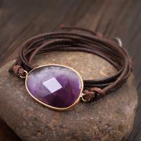 Quarz Armbänder, Amethyst, mit Lederband, Modeschmuck, keine, verkauft von Strang