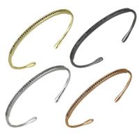 Messing Manschette Armband, plattiert, Micro pave Zirkonia, keine, 2.5mm,55x46mm, verkauft von PC