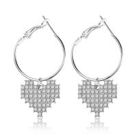 Boucle d'oreille de zinc alliage strass goutte, alliage de zinc, avec perle de plastique, Placage, bijoux de mode & avec strass, plus de couleurs à choisir, Vendu par paire