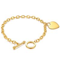 Titanio Acero Pulseras y brazaletes, Partículas de acero, Corazón, chapado, cadena oval & para mujer, más colores para la opción, longitud:aproximado 9 Inch, Vendido por Sarta