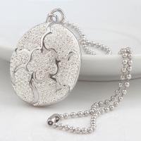 Stainless Steel Sweater Chain Necklace, with Rhinestone Clay Pave, Flat Round, ball chain & with flower pattern & for woman Approx 23.6 Inch 