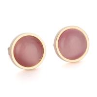 Boucles d'oreilles en acier titane, Plat rond, Placage, bijoux de mode & pour femme, plus de couleurs à choisir, 12mm, Vendu par paire