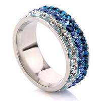 Strass Edelstahl Fingerring, mit Ton, verschiedene Größen vorhanden & für Frau, farbenfroh, 8mm, Größe:6-9, verkauft von PC