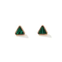 Pendientes de Perno de Aleación de Zinc, con Piedra natural, chapado en color dorado, diferentes estilos para la opción & para mujer, verde oscuro, Vendido por Par