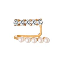 Earring Cuff and Wraps, Zinc Alloy, with Plastic Pearl, plated, for woman & with rhinestone 15mm 