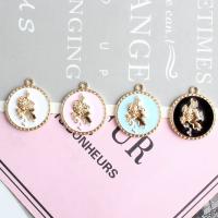 Zinc Alloy Enamel Pendants, with enamel, Round, fashion jewelry & DIY 