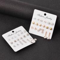 Zinklegierung Ohrstecker Set, Stud Ohrring, plattiert, Modeschmuck & für Frau & mit Strass, keine, verkauft von setzen