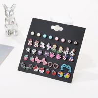 aleación de zinc Stud aretes, con esmalte, chapado, Joyería & para mujer, Vendido por Set