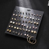 Zinklegierung Ohrring-Set, Stud Ohrring & Ohrring, plattiert, Modeschmuck & für Frau & mit Strass, verkauft von setzen