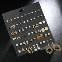 Zinklegierung Ohrring-Set, Stud Ohrring & Ohrring, plattiert, Modeschmuck & für Frau & mit Strass, keine, verkauft von setzen