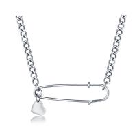 Stainless Steel Jewelry Necklace, Safety Pin, Unisex & twist oval chain, original color Approx 24.8 Inch 