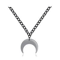 Stainless Steel Jewelry Necklace, Moon, black ionic, twist oval chain & for woman Approx 17 Inch 