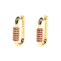 Brass Hoop Earring, plated, micro pave cubic zirconia & for woman 