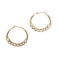 Brass Hoop Earring, gold color plated, micro pave cubic zirconia & for woman, gold 