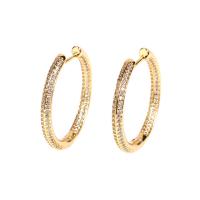 Brass Hoop Earring, gold color plated, micro pave cubic zirconia & for woman, gold 