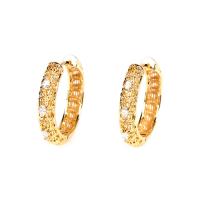 Brass Hoop Earring, gold color plated, micro pave cubic zirconia & for woman, gold 