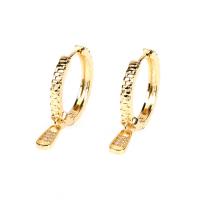 Aro aro gota pendiente, metal, chapado en color dorado, micro arcilla de zirconia cúbica & para mujer, dorado, 5x21mm, Vendido por Par