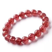 Quarz Armbänder, Strawberry Quartz, rund, Modeschmuck, rot, 19cm  6mm, verkauft von Strang