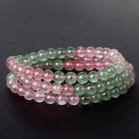 Quarz Armbänder, Strawberry Quartz, rund, drei Schichten & Modeschmuck, farbenfroh, 60cm   6mm, verkauft von Strang