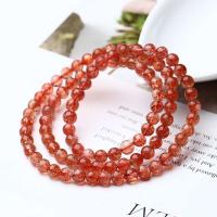 Quarz Armbänder, Strawberry Quartz, rund, drei Schichten & Modeschmuck, rot, 60cm   5.8mm, verkauft von Strang