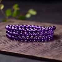 Quarz Armbänder, Amethyst, rund, drei Schichten & Modeschmuck & verschiedene Größen vorhanden, violett, 60cm, verkauft von Strang