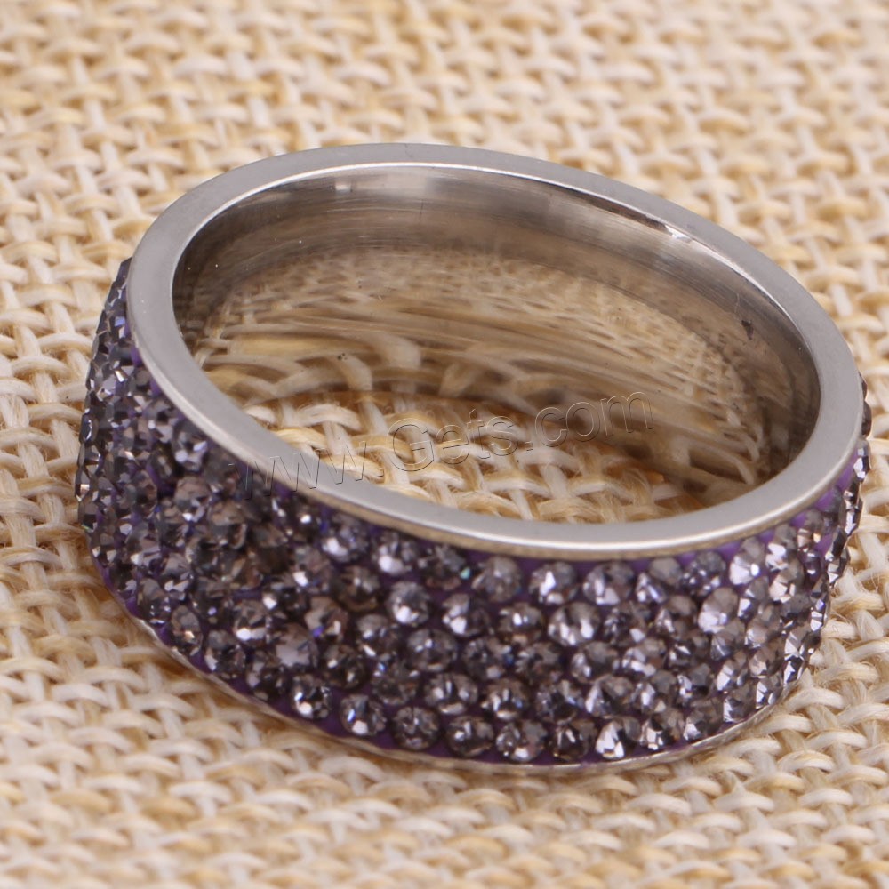 Strass Edelstahl Fingerring, mit Ton, plattiert, verschiedene Größen vorhanden & für Frau, keine, 8mm, Größe:5.5-12, verkauft von PC