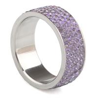 Strass Edelstahl Fingerring, mit Ton, plattiert, verschiedene Größen vorhanden & für Frau, keine, 8mm, Größe:5.5-12, verkauft von PC