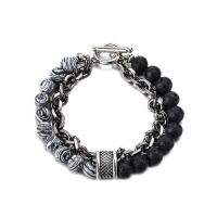 Titanium Steel Bracelet & Bangle, with Gemstone, plated & Unisex 14*11mm,8mm Approx 8.26 Inch 