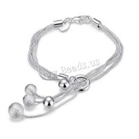 Brass Bracelets, silver color plated, fashion jewelry & Unisex & snake chain, nickel, lead & cadmium free Approx 7.87 Inch 