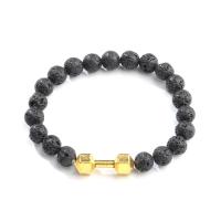 Lava Bead Bracelet, Zinc Alloy, with Elastic Thread & Lava, fashion jewelry 