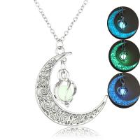 Luminated Necklace, Zinc Alloy, with Night-Light Stone, fashion jewelry nickel, lead & cadmium free, 45+5CM   3.2*x3.5cm 