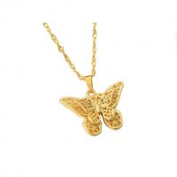 Stainless Steel Jewelry Necklace, with Brass, Butterfly, plated, for woman & hollow Approx 15 Inch 