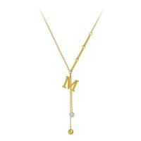 Collier de bijoux de titane, Acier titane, avec 1.96 inch chaînes de rallonge, Placage de couleur d'or, pour femme & avec strass, 13mm Environ 15.74 pouce, Vendu par brin