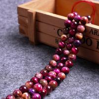 Tiger Eye Beads, Round, polished, DIY fuchsia 