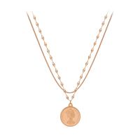 Collier de bijoux de titane, Acier titane, avec 1.96 inch chaînes de rallonge, Placage de couleur d'or, pour femme & à fils multiples, 18mm Environ 18.5 pouce, Vendu par brin