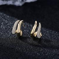 Befestiger Zirkonia Messing Ohrring, goldfarben plattiert, Micro pave Zirkonia & für Frau, 17x14mm, verkauft von Paar