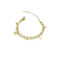 Titanio Acero Pulseras y brazaletes, Partículas de acero, con 1.96 inch extender cadena, chapado en color dorado, diferentes estilos para la opción & para mujer, longitud:aproximado 6.69 Inch, Vendido por Sarta