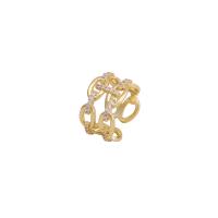 Cubic Zirconia Micro Pave Brass Finger Ring, gold color plated, Adjustable & micro pave cubic zirconia & for woman, 18mm 