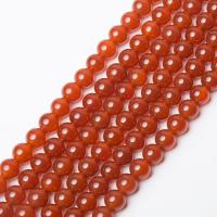 Natural Red Agate Beads, Round, polished, DIY reddish orange 