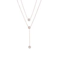 Collier de bijoux de titane, Acier titane, avec 1.96 inch chaînes de rallonge, Plaqué de couleur d'or rose, pour femme & avec strass & à fils multiples, 37.5cm,41cm, Vendu par brin