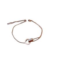 Titanio Acero Pulseras y brazaletes, Partículas de acero, con 1.96 inch extender cadena, chapado en color rosa dorada, para mujer, longitud:aproximado 5.9 Inch, Vendido por Sarta