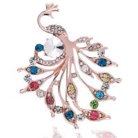 Zinc Alloy Jewelry Brooch, Peacock, fashion jewelry & for woman & with rhinestone 